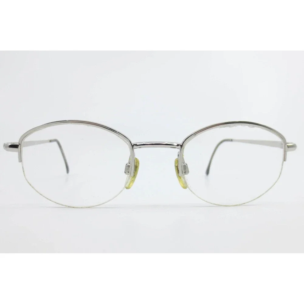 Emporio Armani 080 707 Silver Oval Semi Rimless Eyeglasses Made in Italy